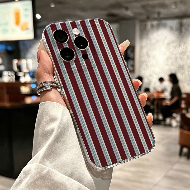 Burgundy Blue Striped Pattern  - Apple Iphone 15 Pro Max ulasan dan harga